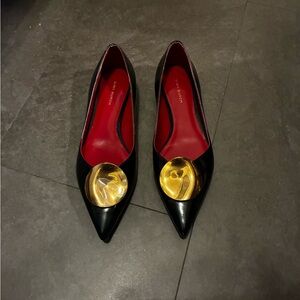 Tory Burch Black Patos flats with Gold Accents
